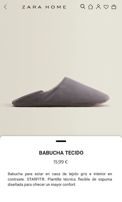 Pantufa Tecido Tam 47 Zara Home NOVO