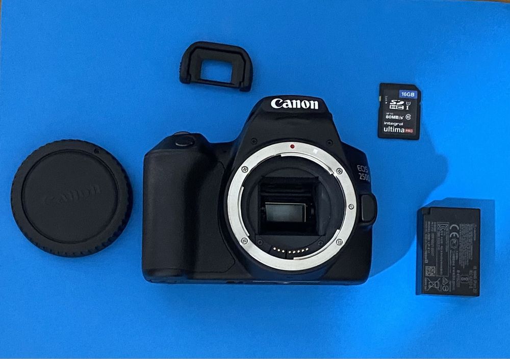 EM CAIXA - CANON 250D + 3 LENTES + BOLSA + EXTRAS