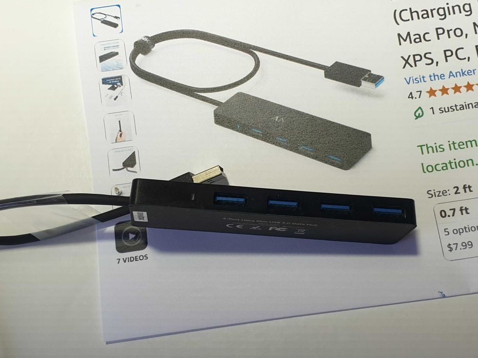 Anker 4 port usb 3.0 ultra slim data hub  a7516  5 Гбіт/с