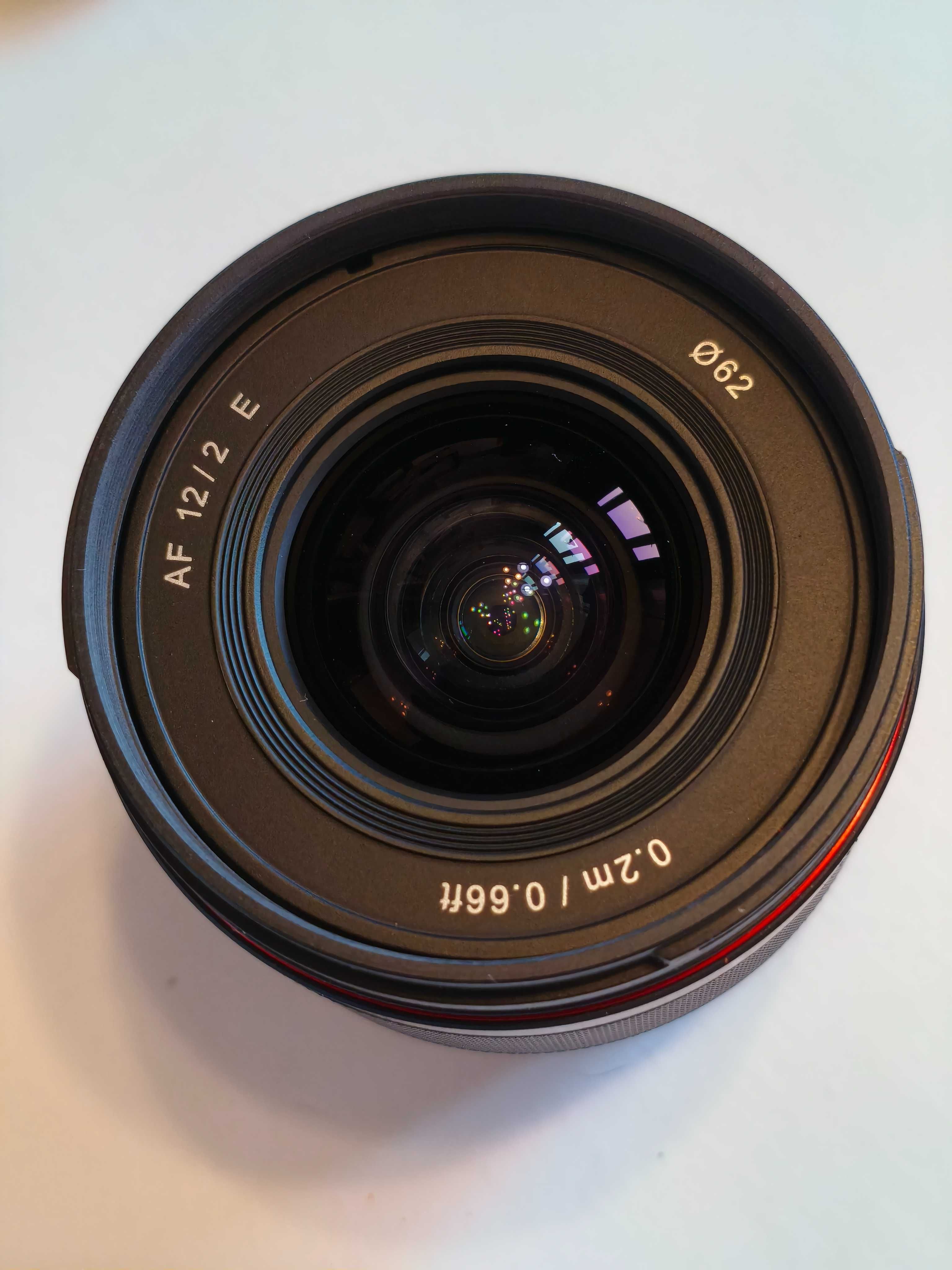Obiektyw Samyang AF 12 mm f/2.0 E (Sony E), stan bdb+, szkła idealny