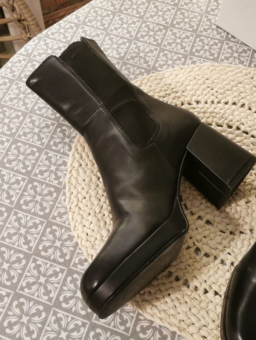 Botki skórzane czarne