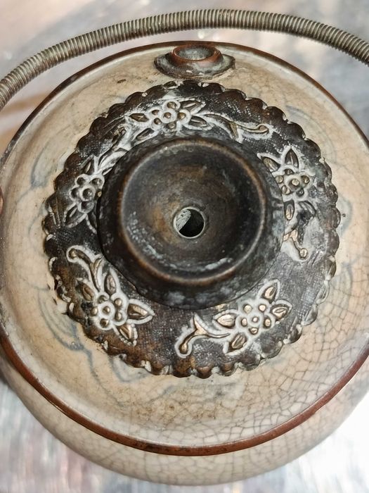 Cachimbo ópio Cerâmica Chinesa Séc XIX 14 cm Carimbado