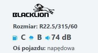 315/60R22.5 Opona ciężarowa BlackLion BD177 Napędowa