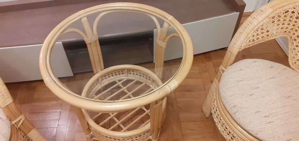 Meble Rattanowe: 2 fotele + stolik