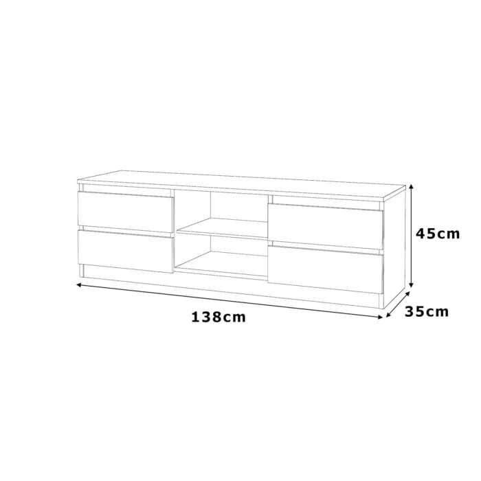 Szafka pod telewizor nowoczesna RTV QUATTRO 138cm loft Szara Dąb Wotan