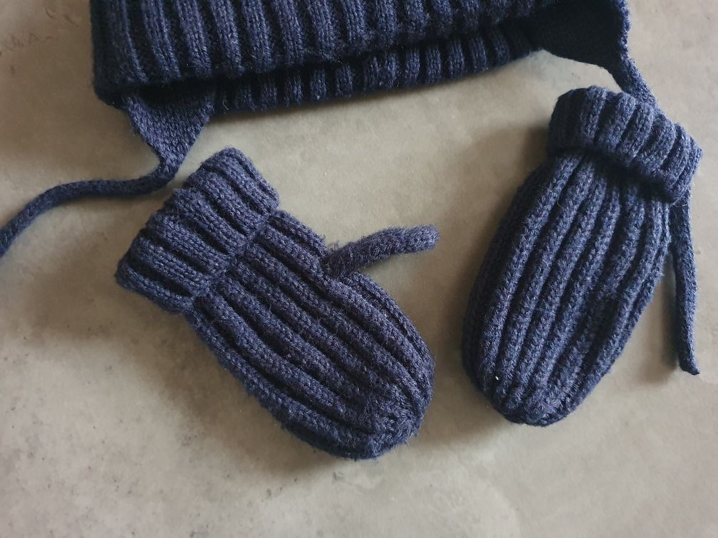 Komplet czapka rękawiczki dla niemowlaka Zara 86