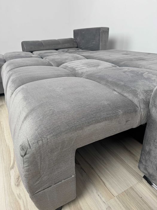 Szary narożnik L funkcja spania okazja outlet wysyłka promocja modny