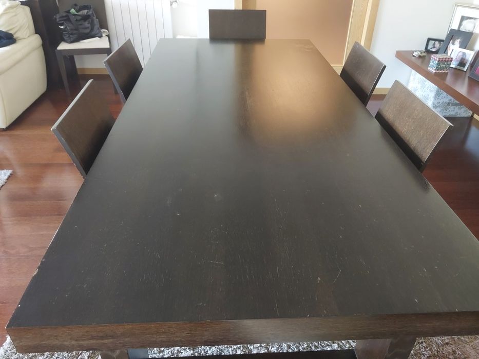 Mesa sala de jantar c/ cadeiras. 2,20mx1,00 m