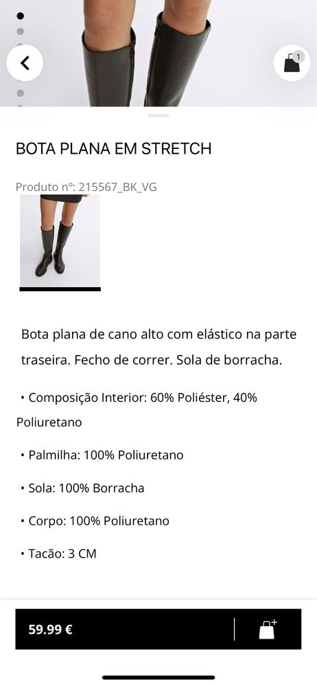 Bota rasa , de cano alto, com elastico na parte traseira.