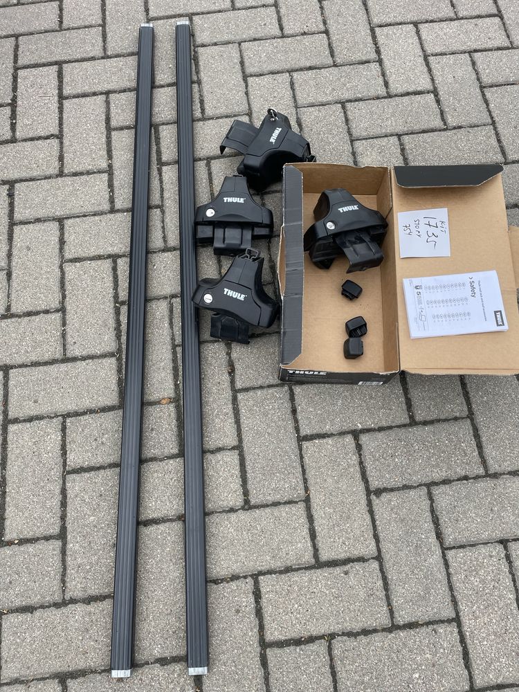 Bagażnik dachowy THULE kompletny belki 127 cm, KIT 1735, Stopy 754