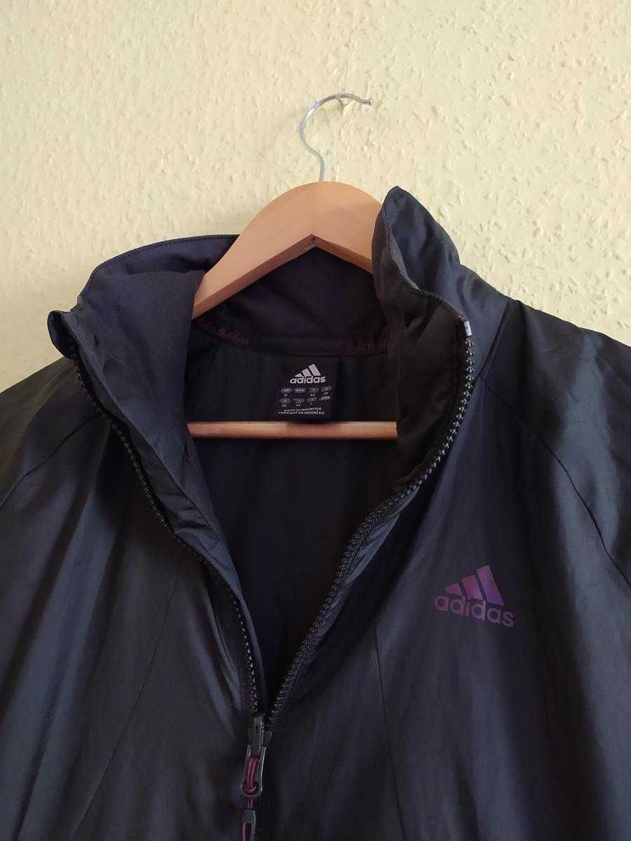 Świetna Kurtka damska czarna adidas sportowa klasyczna, kieszenie bez