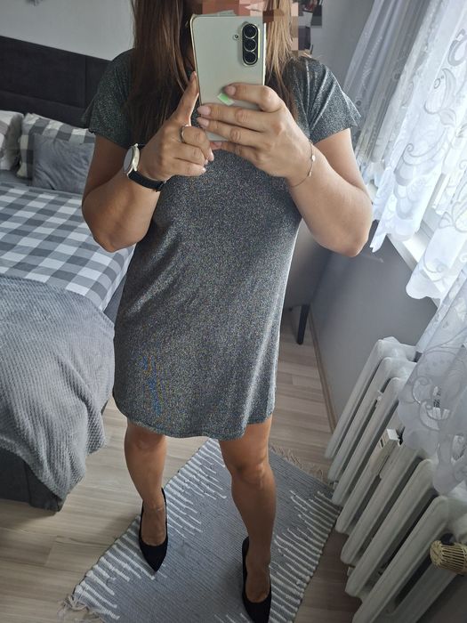Blyszczaca sukienka jakby brokatowa Blue Vanilla S M L