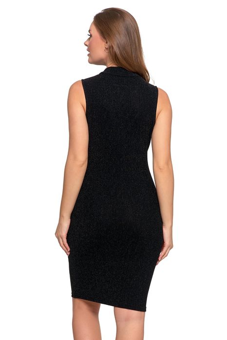 Sukienka Damska Midi Bez Rękawów Koktajlowa  Połysk Dopasowana Moraj S