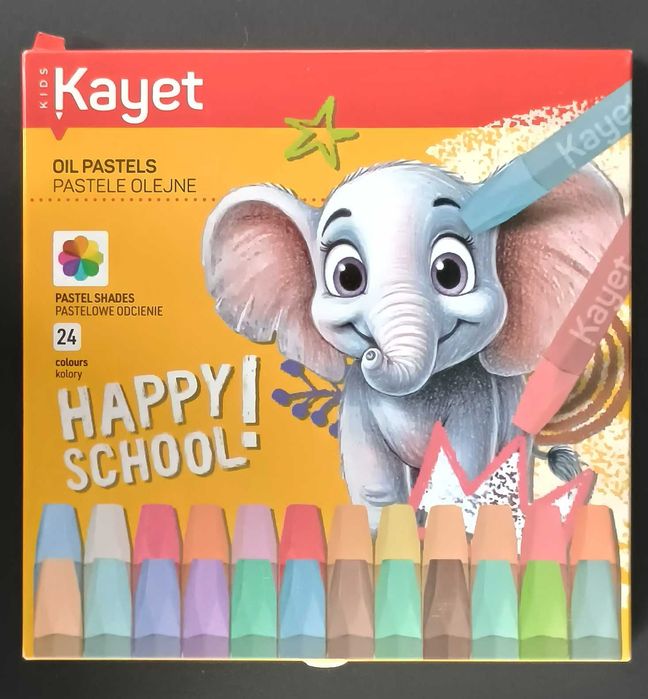 Pastele olejne 24 kolory Kayet słonik - pastelowe odcienie