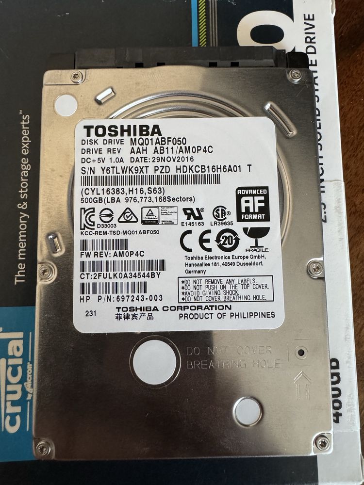 Жорсткий диск для ноутбука Toshiba MQ01ABF050 500GB