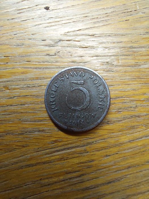 Moneta 5 fenigów Królestwo Polskie - ładna