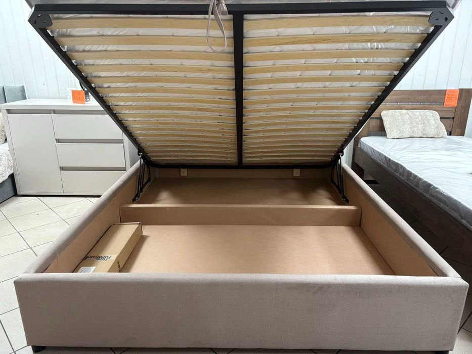 Ліжко з підйомним механізмом, 160х200 см, бежеве