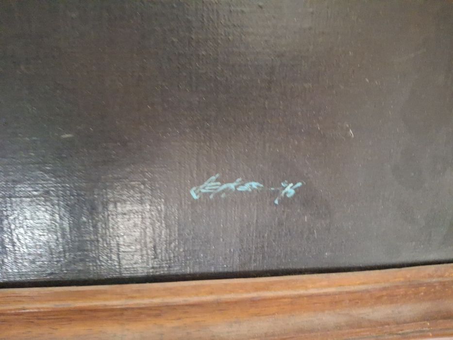 Extraordinária grande tela quadro pintura a oleo 83 x 102