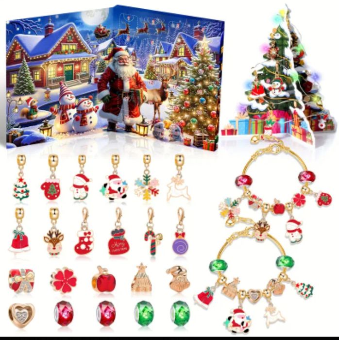 різдвяний адвент-календар з прикрасами для браслетів. Подарунковий наб