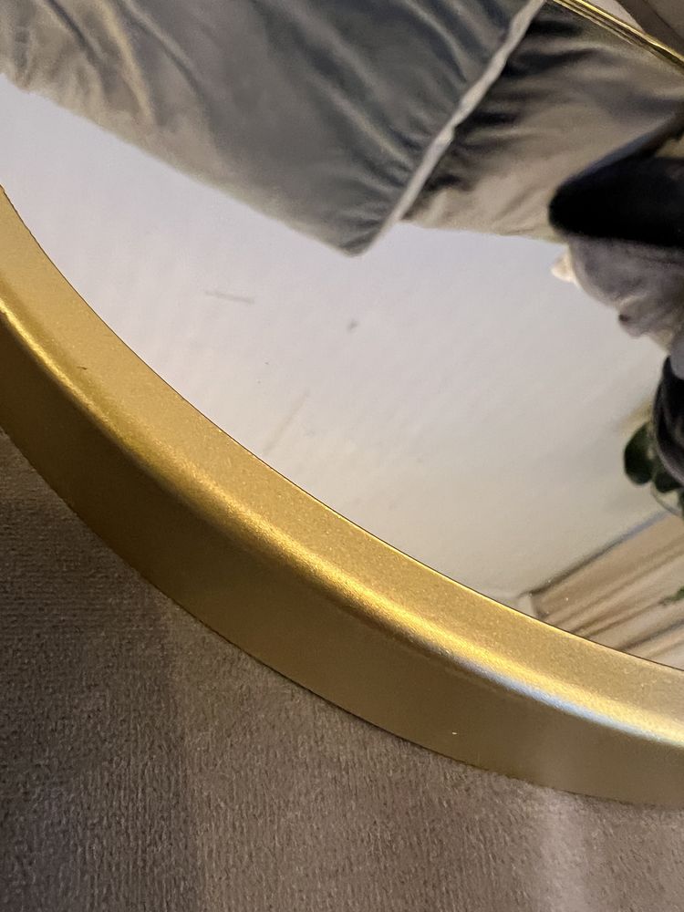Złote lusterko na skórzanym pasku - 25cm