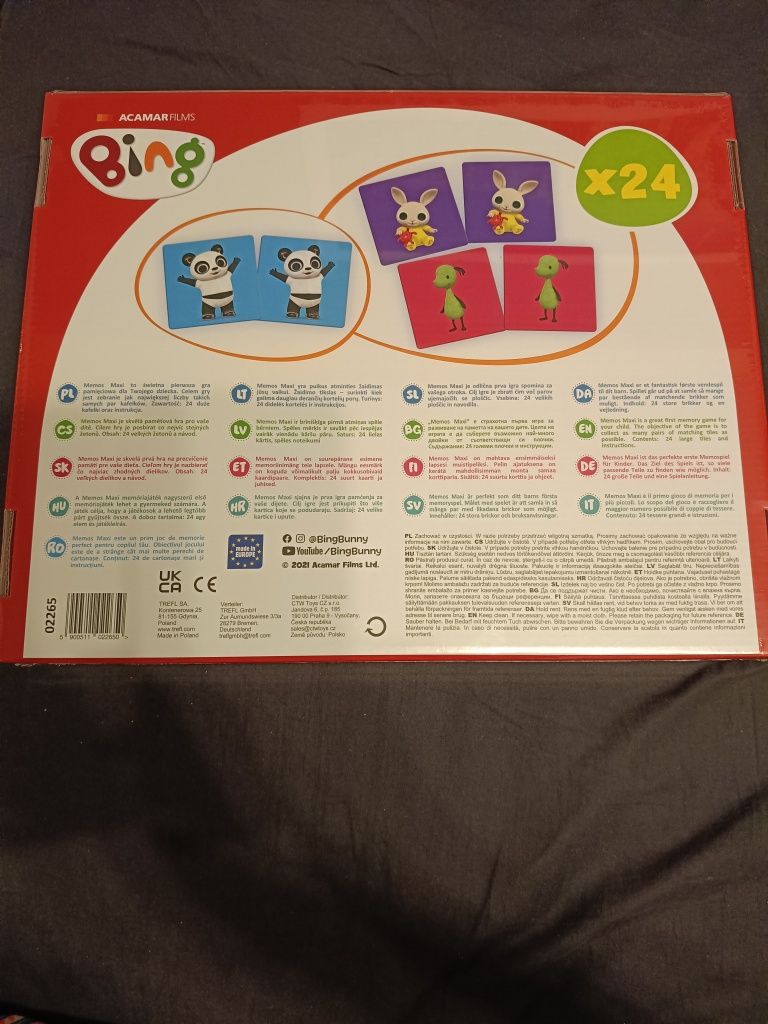 Memos Maxi Bing Trefl gra memory dla maluszków 2+