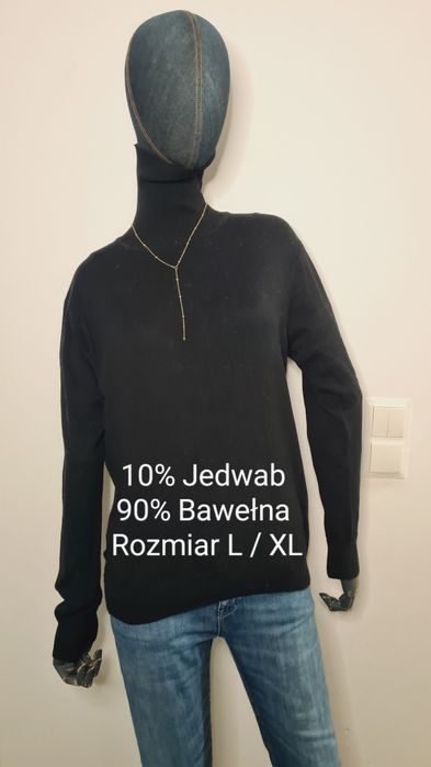 Golf czarny. 10% Jedwab i 90% Bawełna. Rozmiar L / XL.