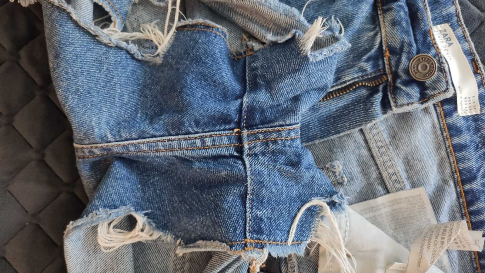 ZARA krótkie spodenki denim/dżins rozm. 36 - wysoki stan