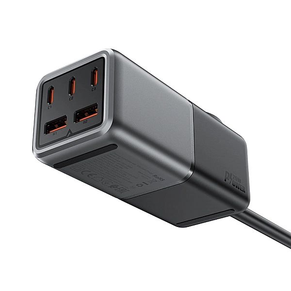 Ładowarka biurkowa Acefast Z2 GaN 75W PD 3x USB-C 2x USB-A - czarno-sz