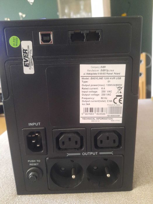 UPS Ever EasyLine 1200 USB sprawny.