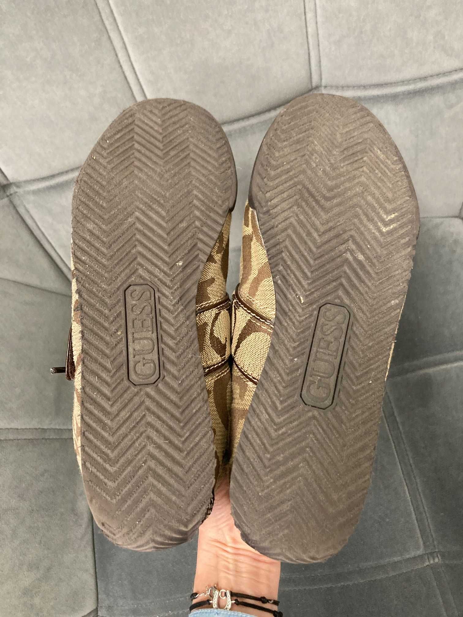 Trampki buty damskie Guess logowane brąz jak nowe 39 zamsz