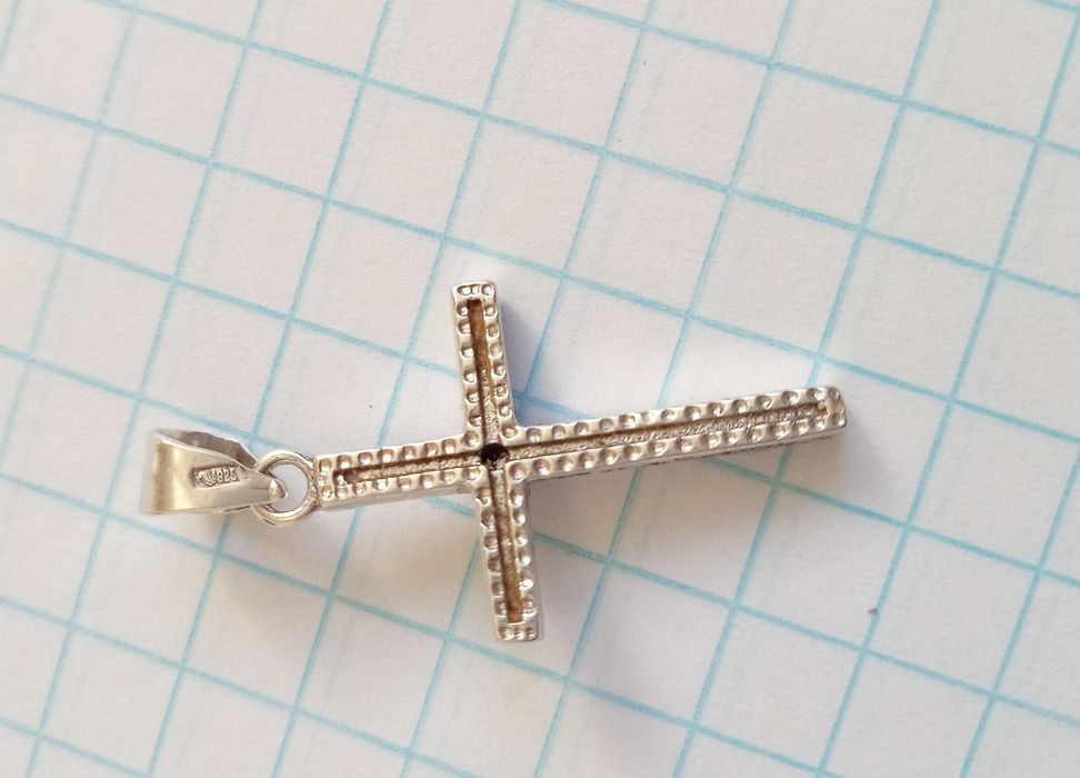 Кулон підвіска Хрестик з каменями. Срібло 925 проба