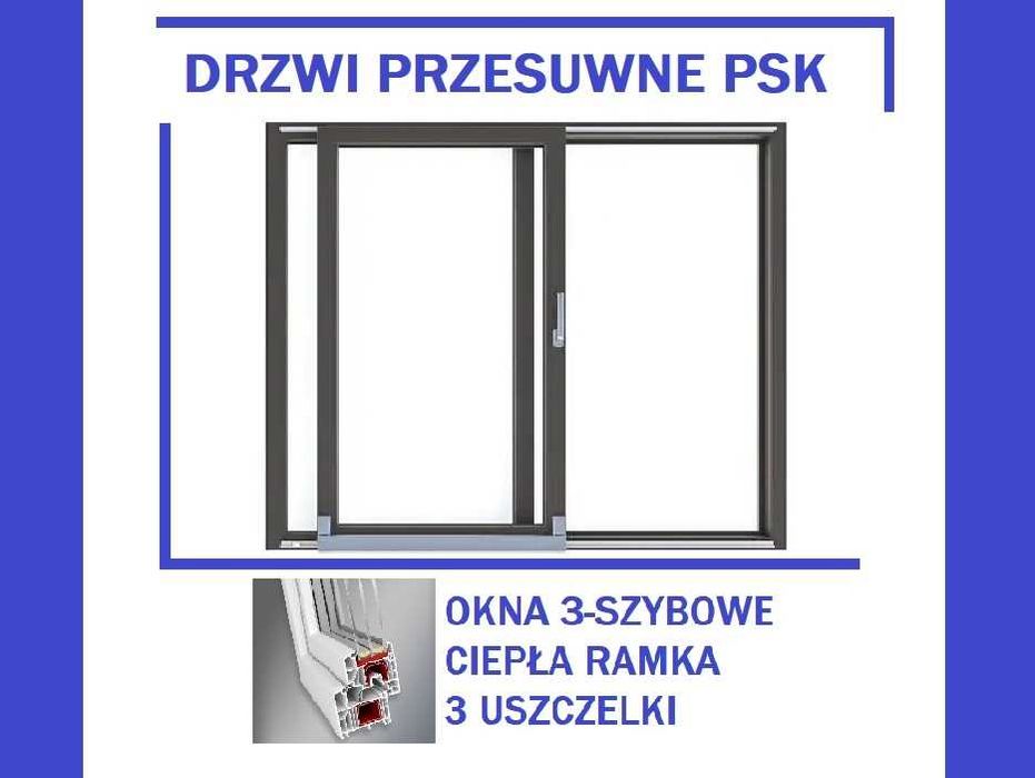 Tanio Drzwi tarasowe przesuwane PSK drzwi 3-szybowe Antracyt PROMOCJA