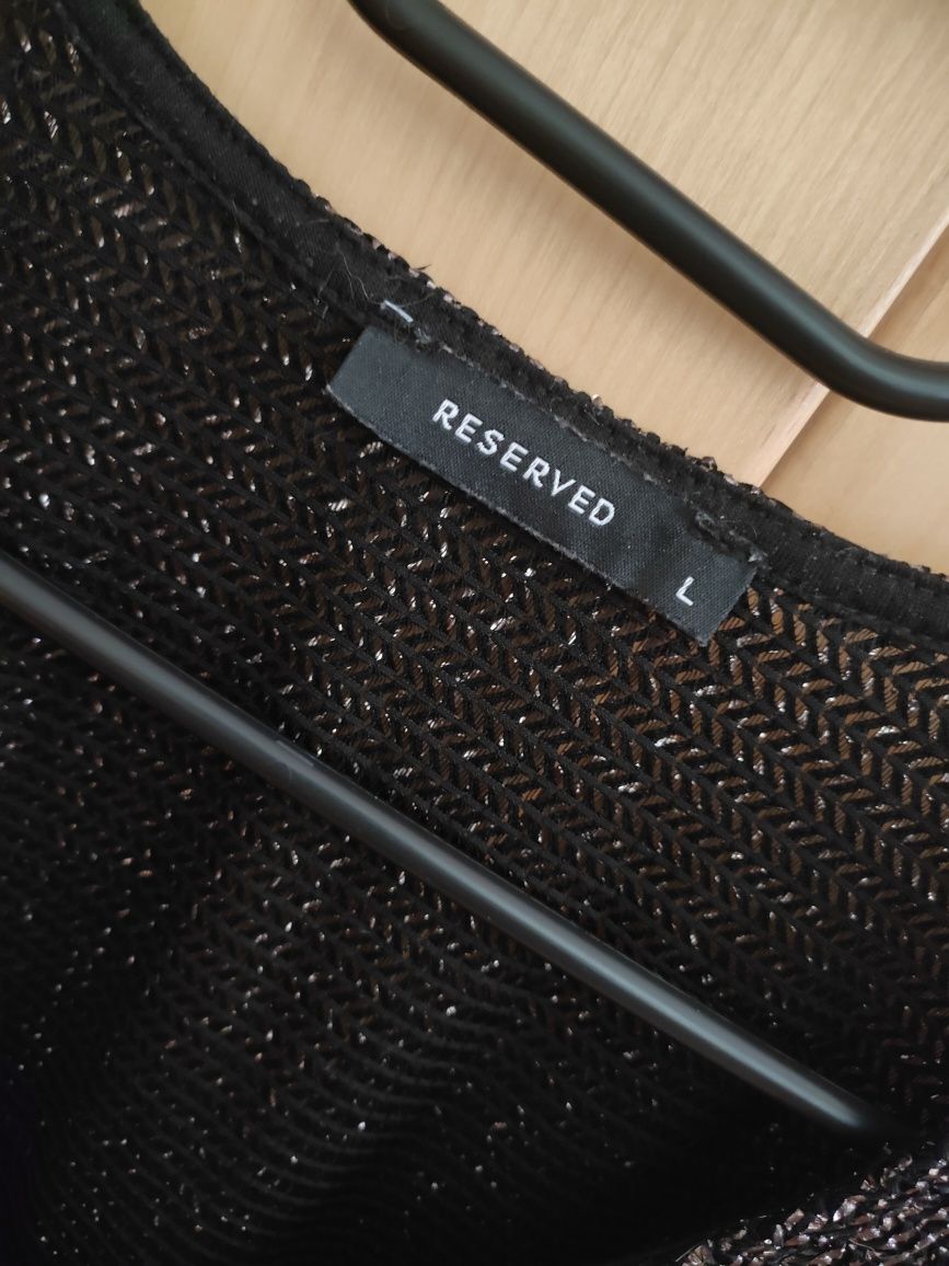 Czarno-złota elegancka bluzka z długim rękawem - Reserved