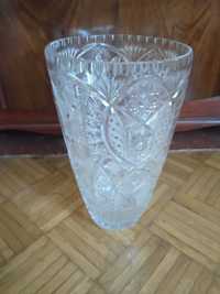 Wazon kryształowy duży 36cm szkło kryształ retro PRL antyk