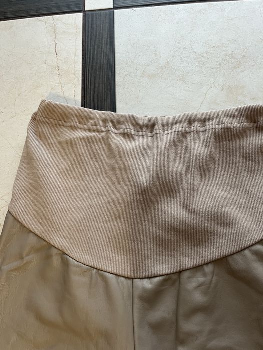 Лосини для вагітних шкіряні, на хутрі, штани