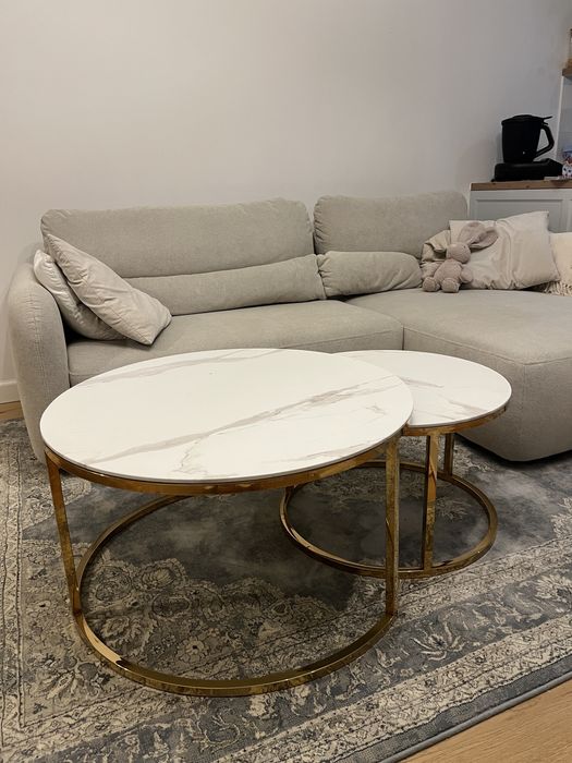 Stoliki kawowe marmur / złoto