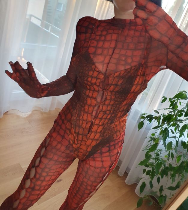 Strój damski Zara kostium na Halloween czerwony smok M-L
