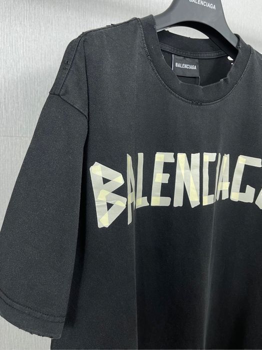 BALENCIAGA tape type брендовая футболка оверсайз винтажная мужская