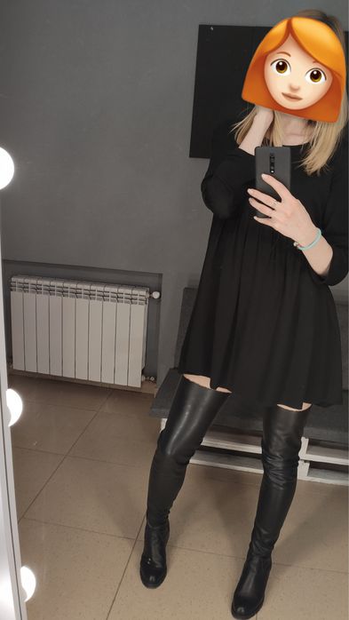 Ботфорди чорні шкіряні