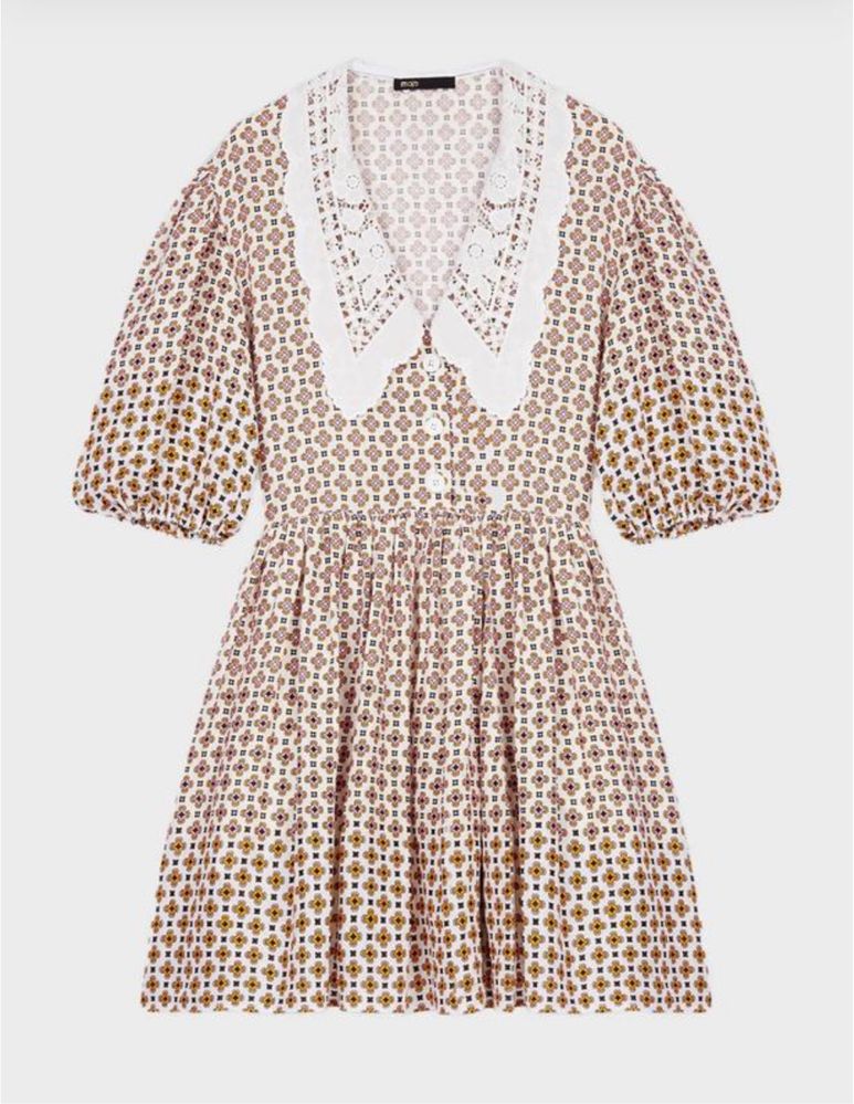 Льняна сукня maje printed dress with embroidered collar