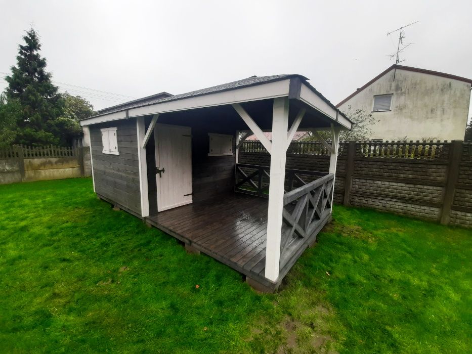 domek narzędziowy 2w1 drewutnia altana wiata altanka 3x3 4x4