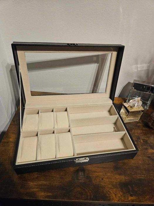 Kuferek szkatułka etui pudełko organizer na zegarki i okulary