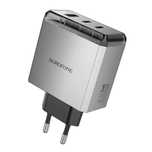 Ładowarka sieciowa BN22 Lena GaN - 2xTyp C + USB - QC 3.0 PD 65W szara