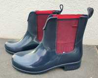 Tommy Hilfiger granatowe kalosze workery sztyblety logowane 36 23 cm