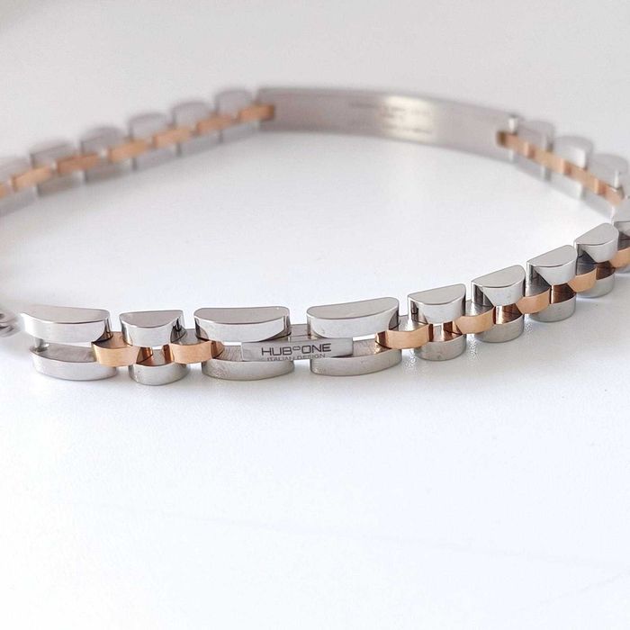 Diamante - 18 K - Ouro rosa, Base Bracciale em Aço Inoxidável