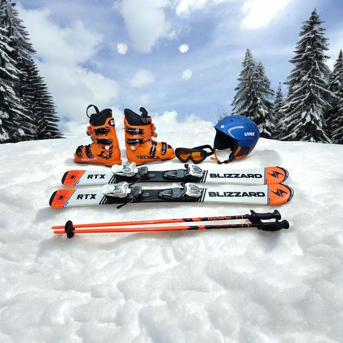 1Komplet Narty 110 cm BLIZZARD Buty r-33 Kask Gogle Kijki