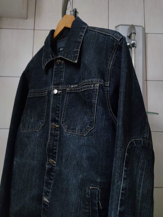 bluza kurtka Apock XL vintage ciemna granatowo czarna siwa jeansowa dż