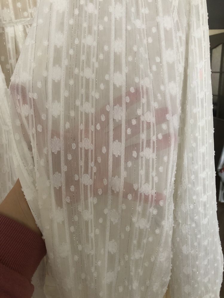 Kopertowe body. Biale tkanina plumeti L