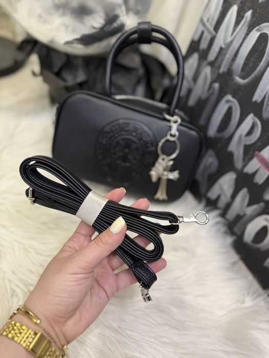 Сумка чорна chrome hearts з брелком