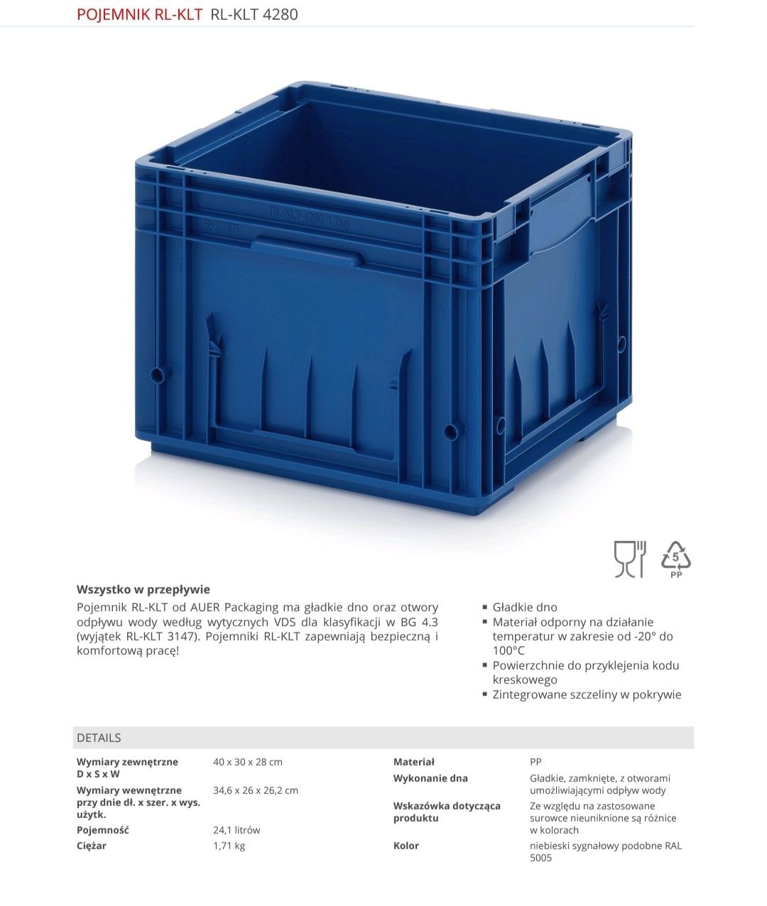 400x300x280 pojemniki magazynowe skrzynki plastikowe transportowe